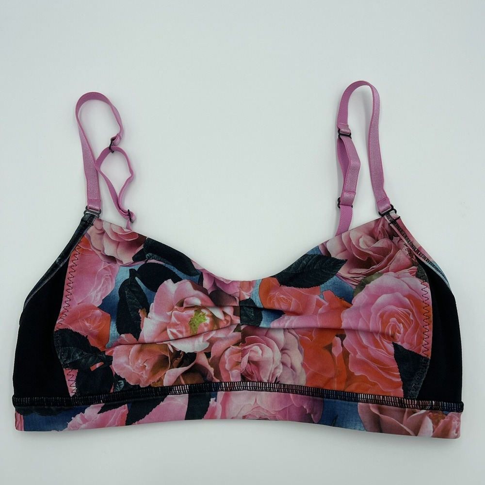Lululemon Sports Bra Size 6 Pink Floral Print Activewear Adjustable Straps